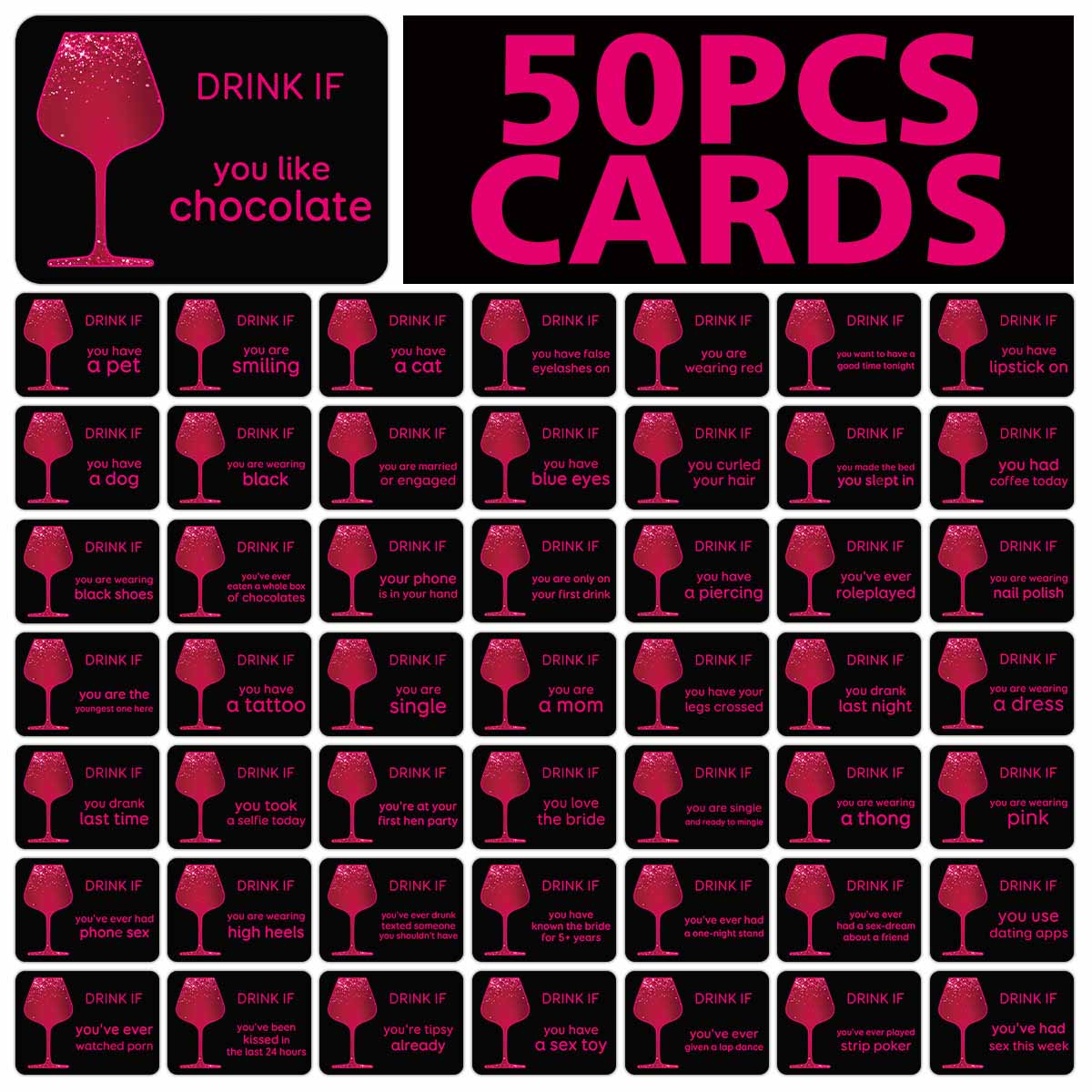Party Games Bachelorette - 50 Carte da Gioco per Feste