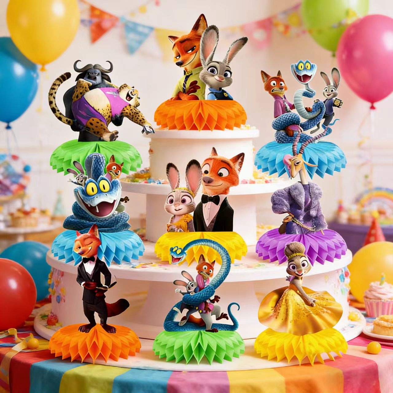 Zootopia Party Games - Decorazione da Tavolo a Nido d'Ape
